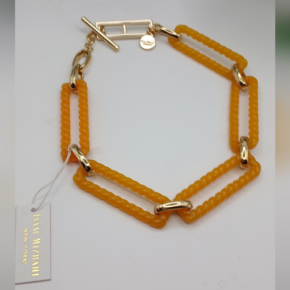 Chunky Rectangular Links " Lucite-Looking" Short Necklace Isaac Mizrahi NWT